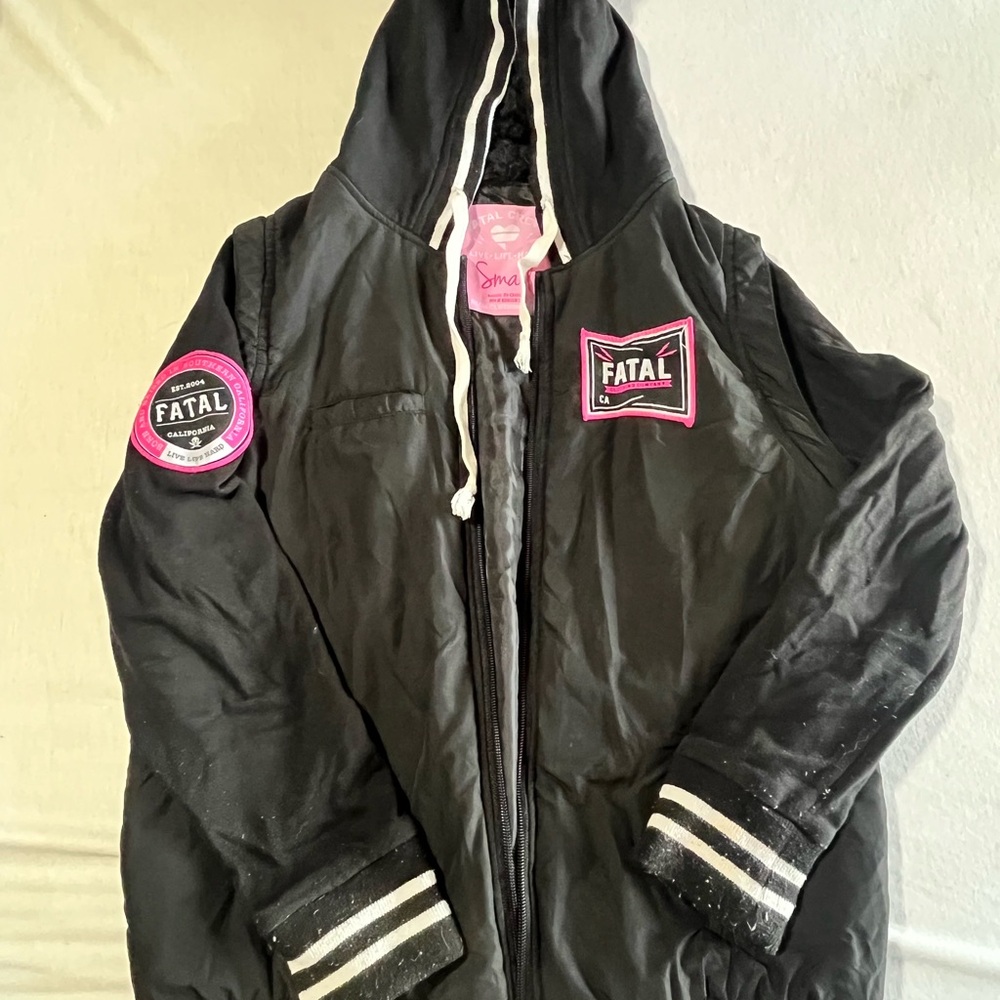 Fatal Black Jacket with Pink Patch size S